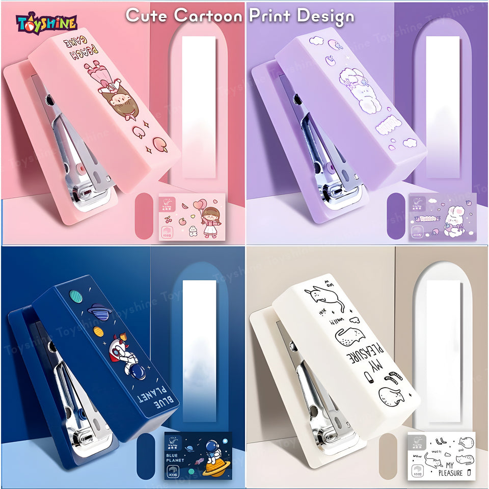 Toyshine 6 Set Cartoon Print Portable Convenient Mini Stapler with 400 Standard Pins for School Projects Office School Art & Craft Activities