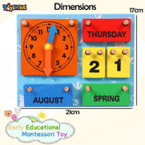 Toyshine Wooden Premium Learning Calender for Toddlers, Clock, Season Month Days, Easy to Store Montessori Calendar Daily Schedule Plan Educational Toy Gift for Preschoolers