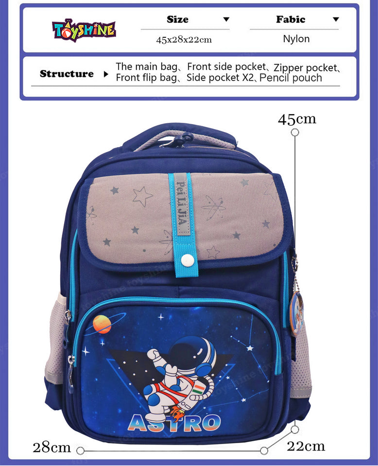 Toyshine Blue Space Astro High School College Backpacks 16 inches for Teen Girls Boys Lightweight Bag- Dark Blue