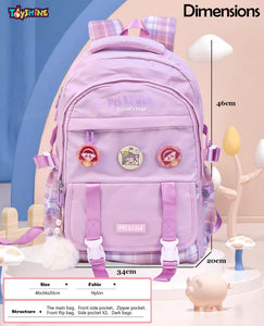 Toyshine High School Backpacks for Teen Girls Boys with 3 Cute Badges, Lightweight Bags for kids - Purple