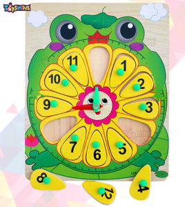 Toyshine 5 pc Time Learning Cute Animal Shaped Wooden Clock for Kids with Moveable Hands