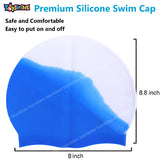 Toyshine Comfortable High Elasticity Appropriate for Long & Short Hair Anti-Slip Silicone Swimming Cap - Blue Multi