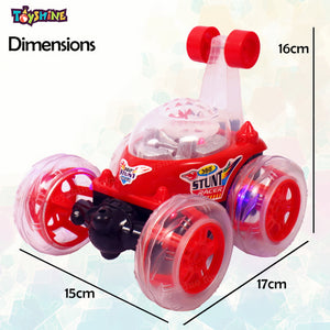 Toyshine Remote Control Stunt Car | RC Stunt Vehicle 360° Rotating Rolling Radio Control Electric Race Car with Lights and Music | Rechargeable Battery for Kids Girls Boys - Red