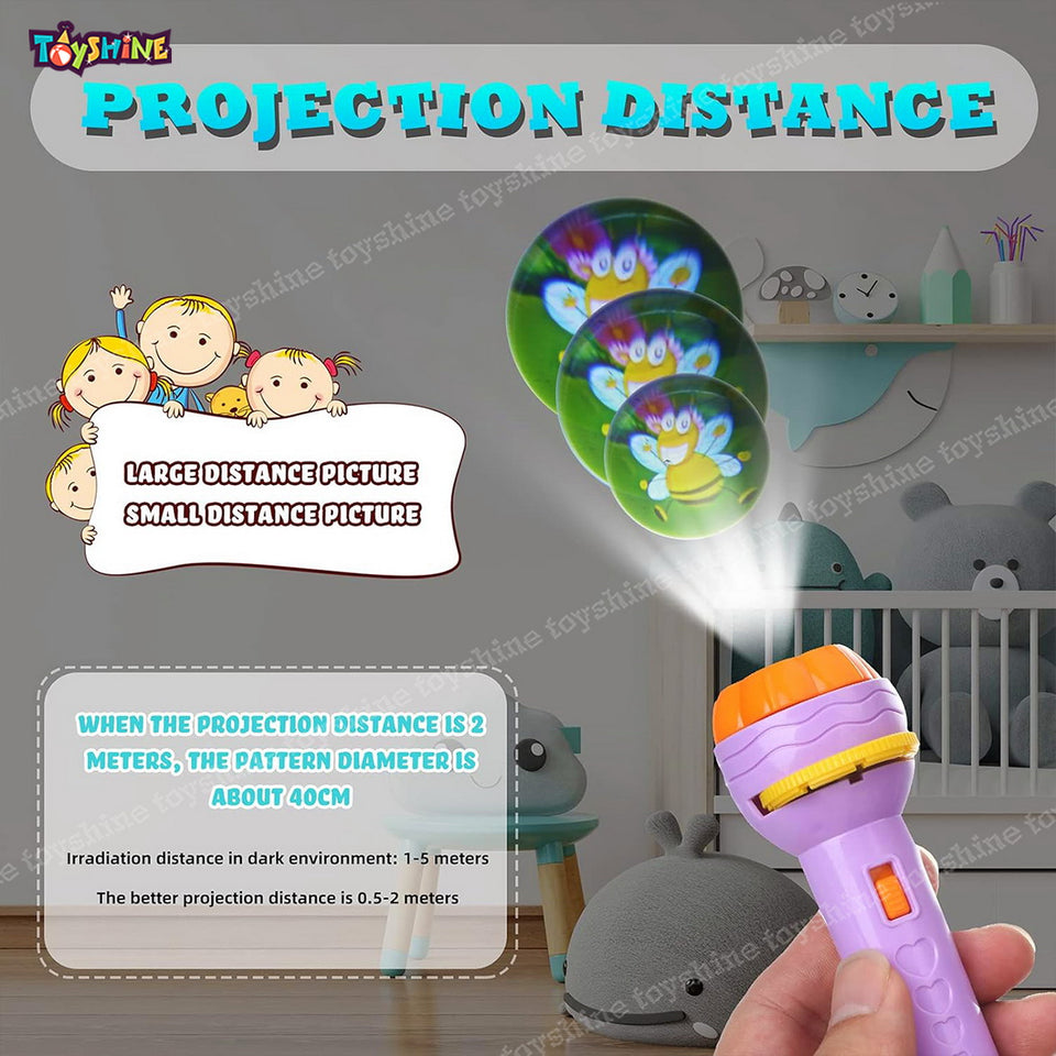 Toyshine 6 Pack Projector Toys for Kids 3 Slids, Projector Flashlight Torch, Kids Projection Light Toy Educational Cartoon Story Torch Projector Bedtime Toy for Kids Best Gift for Kids (24 Patterns)