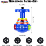 Toyshine 12 Pack Colorful Light & Music Gyro Peg-Top Spinning Tops Kids Children Toy
