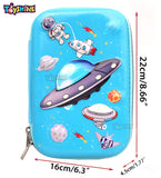 Toyshine Pack of 12 Space Theme Hardtop Pencil Case with Compartments | Birthday Return Gift Party Favor for Girls, Boys, Kids Birthday Party Return Gift - Multicolor