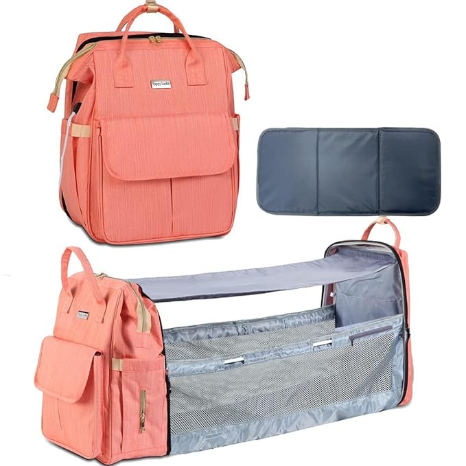 Toyshine Diaper Bag with Changing Station Large Travel Backpack with Sunshade Bassinet and USB Charging Port for Moms Dads, Waterproof Unisex Baby