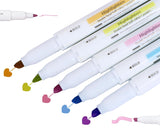Toyshine 5 Pcs Artists Double Sided Highlighter Colored Manga Drawing Markers set for Adult and Kids Fine Tip Markers and Broad Chisel Art Pen