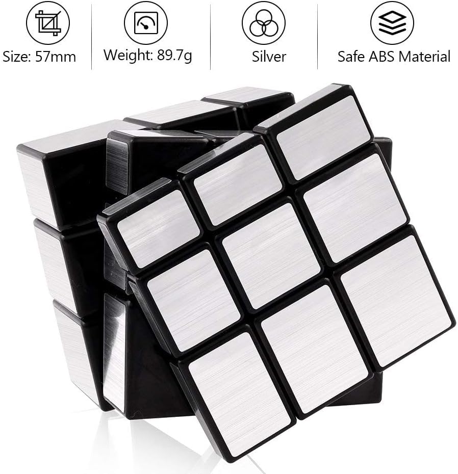 Toyshine 3x3x3 Silver Mirror Magic Speed Cube Speedy Stress Buster Brainstorming Puzzle for Kids & Adults