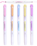 Toyshine 5 Pcs Artists Double Sided Highlighter Colored Manga Drawing Markers set for Adult and Kids Fine Tip Markers and Broad Chisel Art Pen