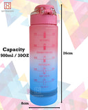 Spanker Never Give Up Motivational Leakproof Water 30 Oz (900 ML), Time Marker, BPA Free Fitness Sports Water Bottle, (RED BLUE) SSTP