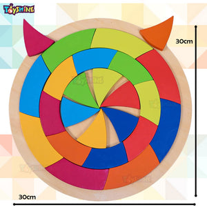 Toyshine 24 Pc Wooden Rainbow Stacker Nesting Puzzle Blocks Tunnel Stacking Game Building Blocks Color Shape Matching Jigsaw Educational Toys Puzzle for Kids Baby Toddlers Children