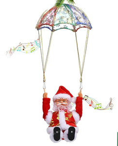 Toyshine Parachute Santa Electric Cute Cartoon Hanging Tumbling Santa Toys with Music Christmas Decorations for Home Party for Kids