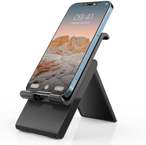 Spanker Mobile Cell Phone Stand Adjustable Foldable Portable Holder Cradle，Phone Dock for Desk Table，Compatible with Phone 11 Pro xs xr x se 8 All Android Smartphones- Black