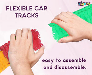Toyshine Tracks Set Glow Race Car Toy Set Educational Twisted Flexible Tracks 220 Pcs with Electric Car Toys for Kids - Multicolour - B