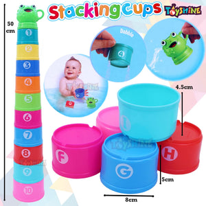 Toyshine Stacking Nesting Cubes and Cups Set of 10 Cups with a Toy Frog - STEM Toddler Toys & Gifts for Boys & Girls Ages 12 Months and Up - Mind Building Developmental Learning Toy, Multi