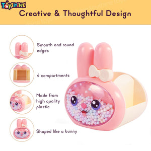 Toyshine Bunny Buddy Design Pen & pencil Holder - Desktop Stationery Organizer, Kids Pen Holders Return Gifts for Birthday, Stationery Organizer-Pink