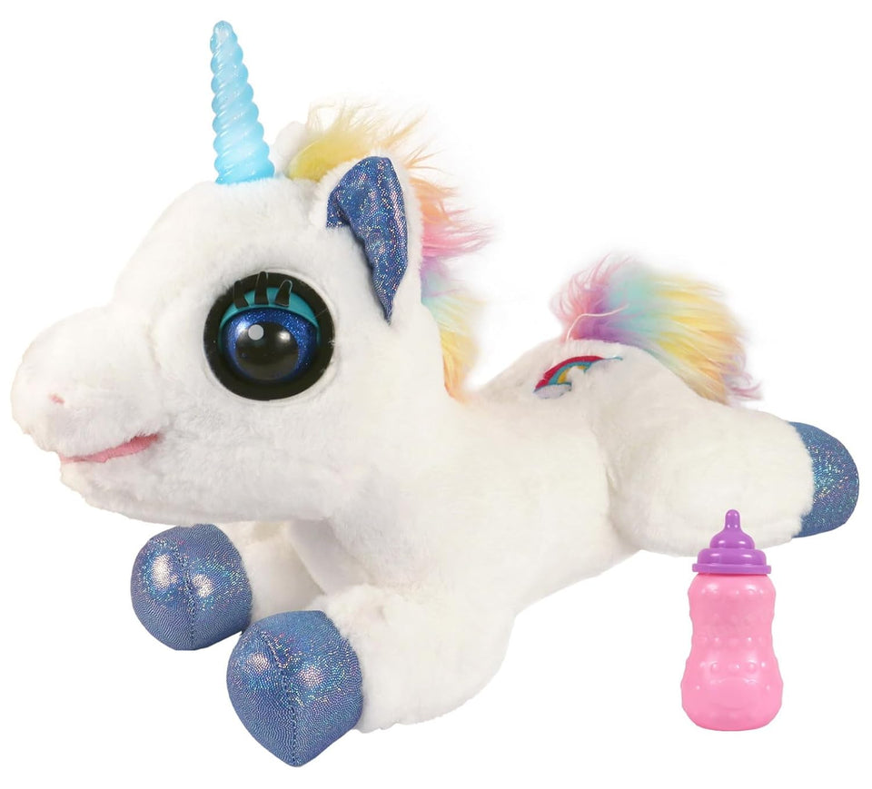 Toyshine Musical Light up Unicorn Stuffed Animal Glowing Singing Plush Toys Decor Birthday Christmas Children's Day Gifts for Toddlers Boy Girls Kids-White