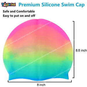 Toyshine Silicone Long Hair Swim Caps - Durable Silicone Swimming Cap Pink Multi SSTP