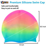 Toyshine Silicone Long Hair Swim Caps - Durable Silicone Swimming Cap Pink Multi SSTP