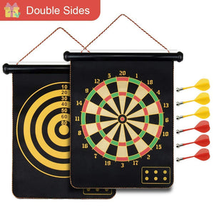 Toyshine Two Sided Magnetic Bullseye Dartboard Board Game Set, 17-Inch Dart Board, 6 Darts (SSTP)