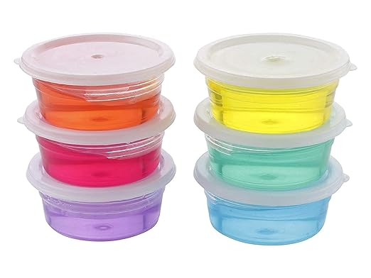 Toyshine Pack of 6 DIY Non Sticky Smooth Colorful Water Glossy Slime Set Stress Anxiety Relief Toy for Kids Party Favor - Multicolor