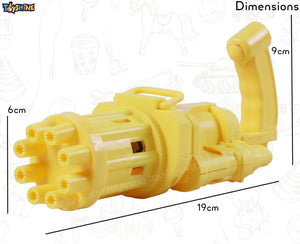 Toyshine 8 Hole Electric Bubbles Gun Gatling Bubble Machine Toy with Scoup Bottle for Children Party Favors Outdoor & Indoor Activity for Boys Girls 3 Years and Above (Yellow)