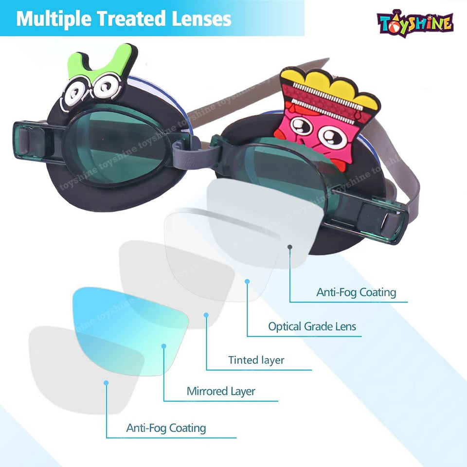 Toyshine Unisex-Child Swim Goggles, Anti Fog No Leaking Clear Vision Water Pool Swimming Goggles (Age 6-14),SSTP- Fast Food- B