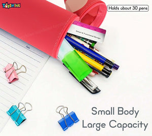 Toyshine Pencil Shaped Pencil Pouch Portable Pencil Bag with Zipper Cute Pen Pouch Bag for Kids Gift Stationery -Red