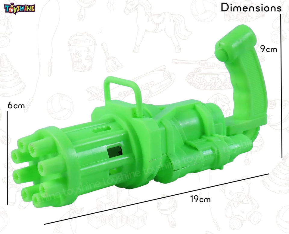 Toyshine 8 Hole Electric Bubbles Gun Gatling Bubble Machine Toy with Scoup Bottle for Children Party Favors Outdoor & Indoor Activity for Boys Girls 3 Years and Above (Green)