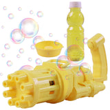 Toyshine 8 Hole Electric Bubbles Gun Gatling Bubble Machine Toy with Scoup Bottle for Children Party Favors Outdoor & Indoor Activity for Boys Girls 3 Years and Above (Yellow)