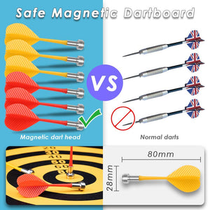 Toyshine Magnetic Dartboard Board Game Set -Two Sided Bullseye Dartboard,17 Inch Dart Board with 6 pcs Safe Darts (SSTP)