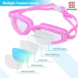 Spanker Zone Design Swim Goggles with Ear Plugs, UV Protection No Leaking Anti Fog Lens Swimming Glasses for Adult Women Men and Youth, Pink SSTP