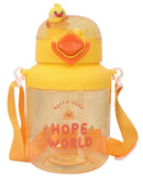 Toyshine Duckling 1150 ML Dual Sip System Kids Water Bottle With Spill Proof Straw, Pop Button, BPA Free - Featuring Soft Handle Grip and Strap Children's Drinkware, Yellow