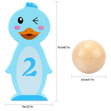 Toyshine Wooden Bowling Game 6 Wooden Duck Animal Pins with 1 Bowling Ball - Classic Indoor & Outdoor Family Fun Pin Playset - Early Learning Toys for Kids