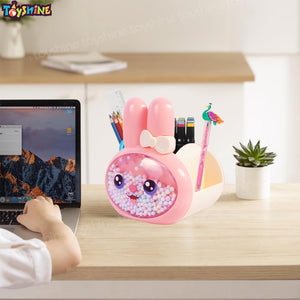 Toyshine Bunny Buddy Design Pen & pencil Holder - Desktop Stationery Organizer, Kids Pen Holders Return Gifts for Birthday, Stationery Organizer-Pink