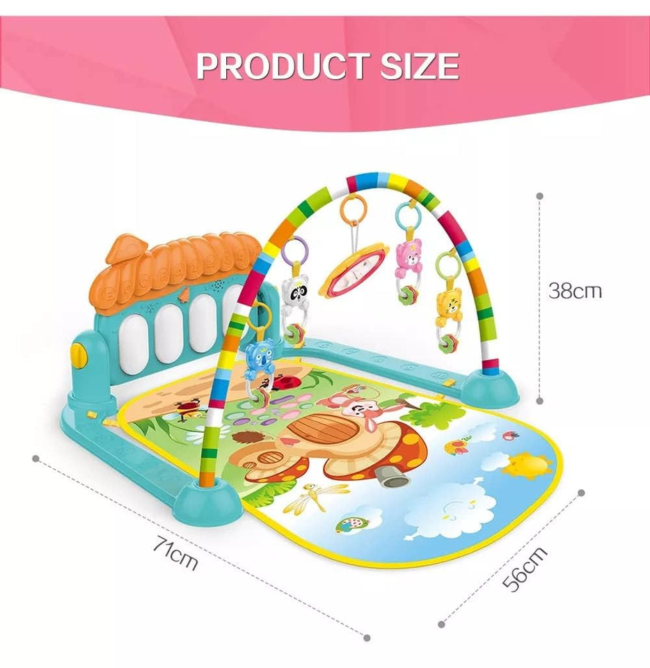 Toyshine Baby Gym Play Mat Musical Activity Center Kick & Play Piano Gym Tummy Time Padded Mat for Newborn Toddler Infants