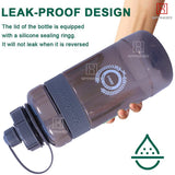 Spanker Sports Water Bottle 1.5 L / 55 OZ Half Gallon Carry Handle Big Water Jug For Sport | Ecofriendly, Plastic, Leakproof- Black