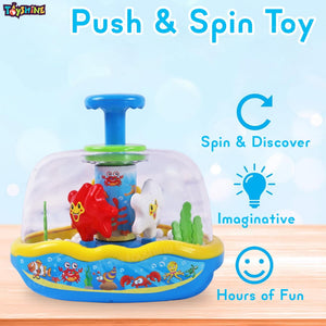 Toyshine Push & Spin Double Action Perform Easy Button Press Star Fish Fun Learning Motor Skill Development Toy for Toddlers 3+