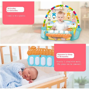 Toyshine Baby Gym Play Mat Musical Activity Center Kick & Play Piano Gym Tummy Time Padded Mat for Newborn Toddler Infants