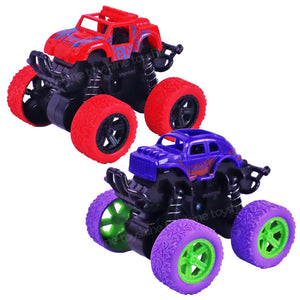 Toyshine Pack of 2 Friction Powered Mini Rock Crawler four-wheel drive off-road stunt toy car for Kids, Multicolor