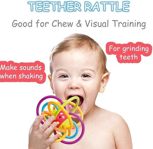 Toyshine Baby Activity Easy Grasp BPA-Free Infant Teether Cum Loopi Toy Shaker Ball for Babies Boys Girls Toddler Gift