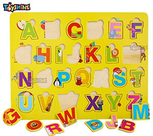 Toyshine 3 in 1 Wooden Picto-Puzzle ABC, 123 (1-20) and Shapes Puzzle Toy, Educational and Learning Toy