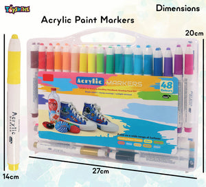 Toyshine 48 Pack Acrylic Paint Markers For Rock Wood Canvas Glass Ceramic Plastic Metal Stone Painting DIY Crafts Making Art and Craft Supplies