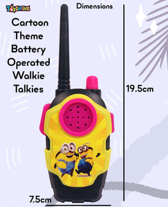 Toyshine Cartoon Theme Battery Operated Walkie Talkies for Outside Camping Hiking Indoor and Outdoor 2 Way Radio Toy for Kids Age 3-12 - Yellow