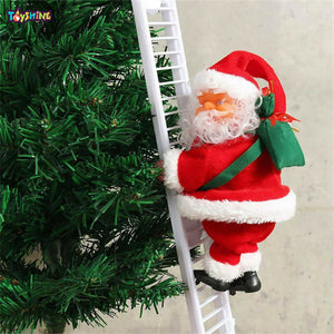 Toyshine Santa Climbing Ladder Christmas Decoration Electric Santa Claus Climbing Rope Ladder, Christmas Super Climbing Santa Plush Doll Toy for Christmas Tree Ornament