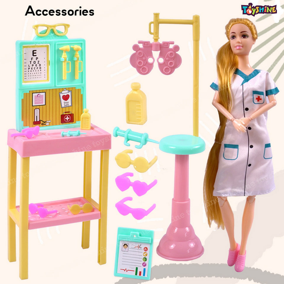 Toyshine Doctor Alia Doll with Medical equipments, Furniture & Accessories Toys for Kids Role Play Set for Age 3+