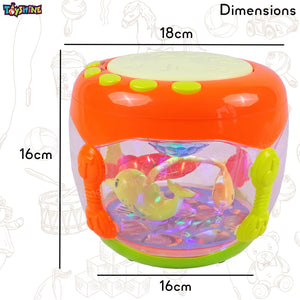 Toyshine Hand Beat Musical Fish Aquarium Drum Toy Rechargeable with Rotating Dynamic Lamplight Fun Educational Toy for Baby Toddlers