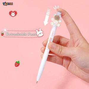 Toyshine 4 Set Cute Cartoon Theme Retractable Kawaii Waterproof Gel Pens 0.5mm Adorable Smooth Writing Gel Pen Set for School & Office Birthday Return Gift Party Favor for Kids Girls Boys - Brown