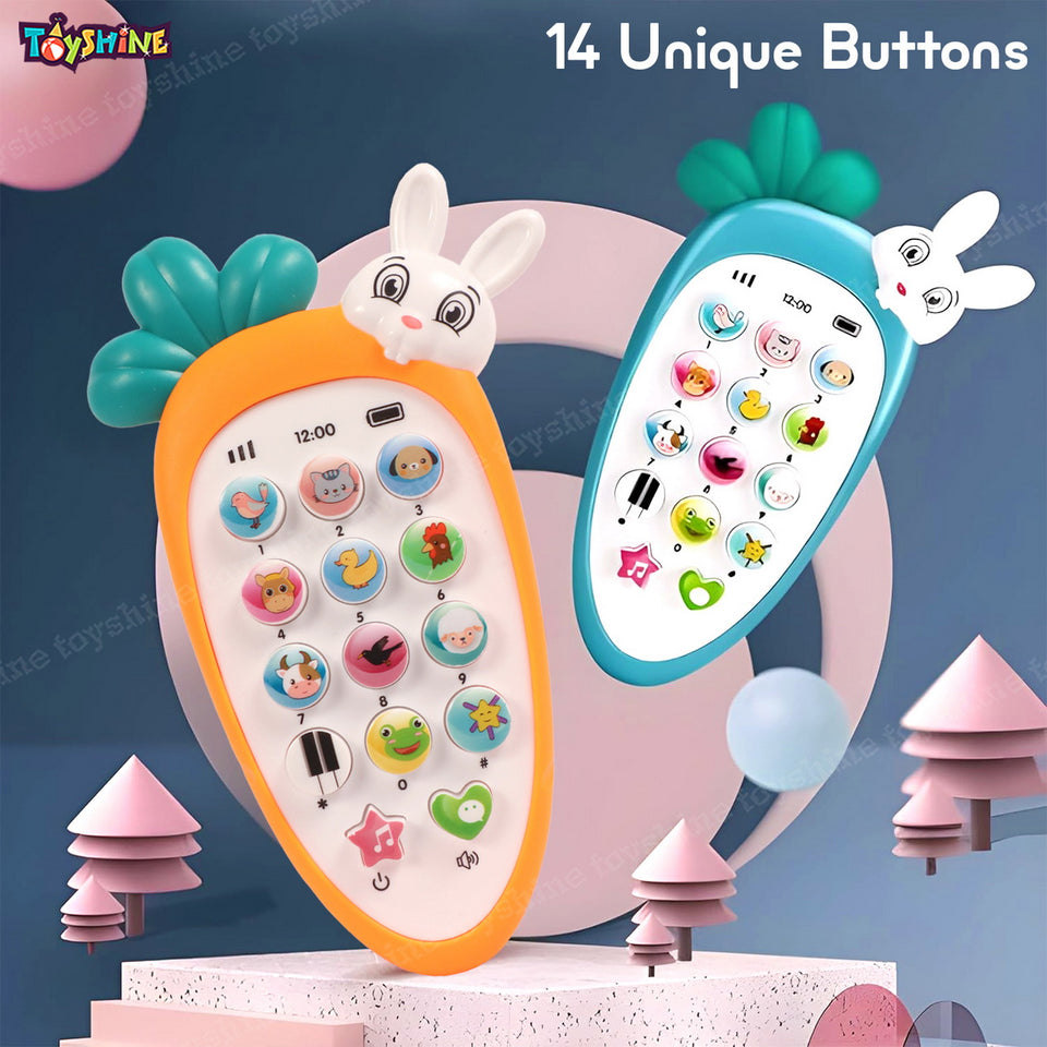Toyshine Interactive Musical Baby Phone Toy for Kids | 14 Buttons and Functions Musical Melodies Animal Sounds and Number Learning for 4 + Ages (Orange)